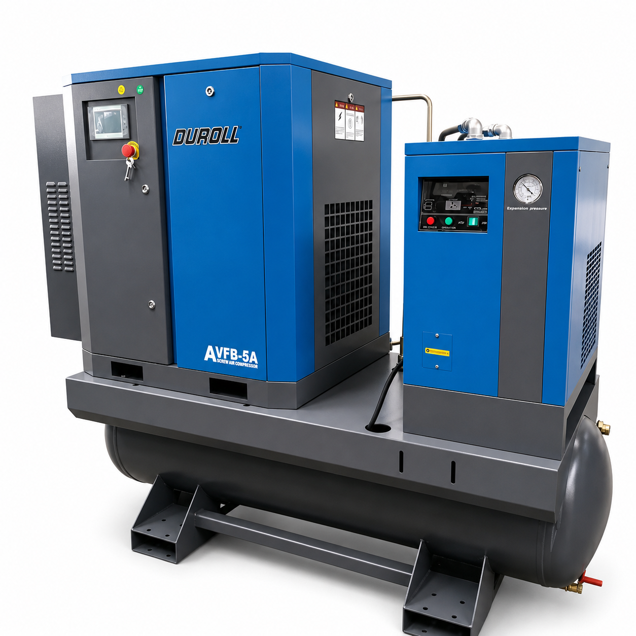 COMPRESOR A TORNILLO 5,5HP 220V – ALL IN ONE – INVERTER Velocidad Variable – Transmisión x correas
