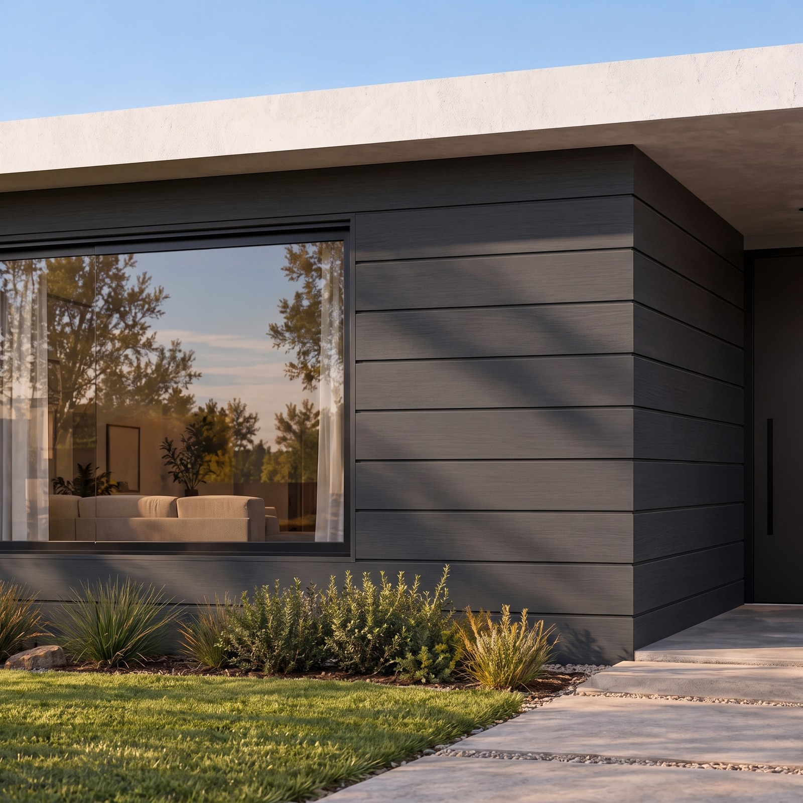 WALL PANEL FLAT WPC EXTERIOR CHARCOAL BLACK 2900 X 156 X 21MM (1.61 kg/m)