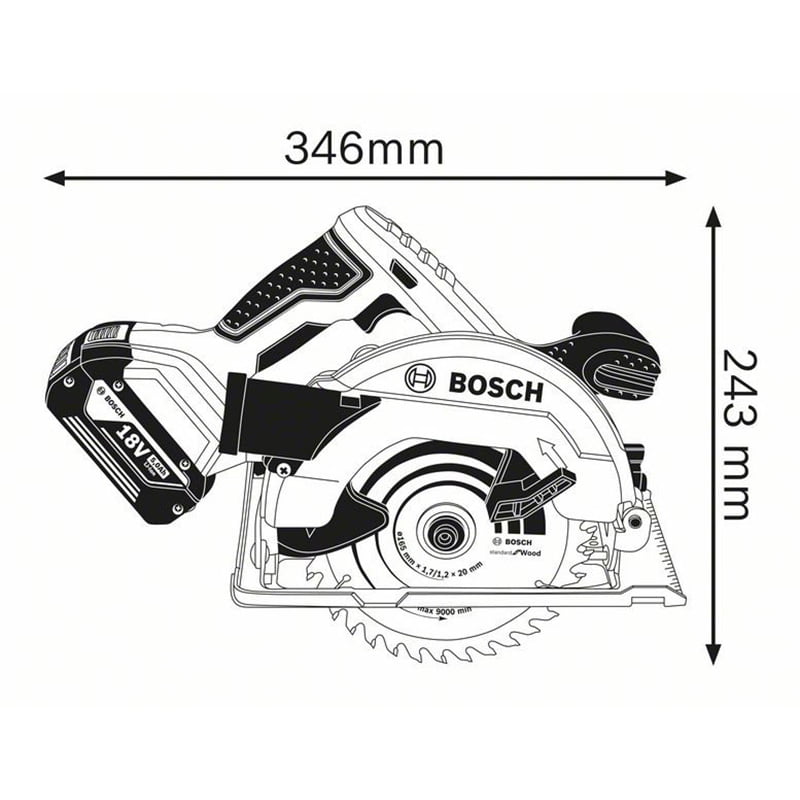 Sierra Circular Batería Bosch GKS 18V-57 18V SB - Imagen 2
