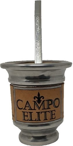 Mate Artesanal De Aluminio Cuero Y Madera + Bombilla