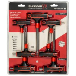 SET LLAVE "T" HEXAGONAL BIASSONI 7 PIEZAS