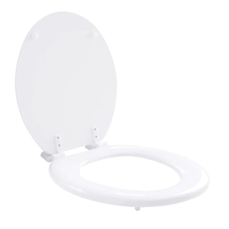 ASIENTO INODORO MADERA BLANCO PILAR HERRAJE PLASTICO