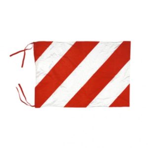 Bandera cebrada colorRojo y blanco de 50x70 cm (reglamentaria para cargas salientes)