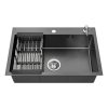 bacha de cocina acero inoxidable con accesorios 68x45x22 cm