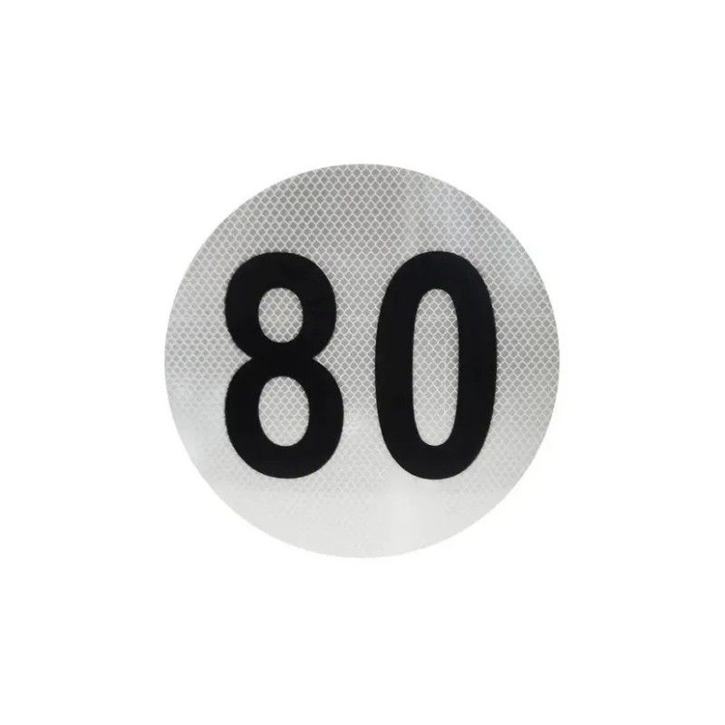 Circulo velocidad maxima 80km color blanco ( 21 cm)