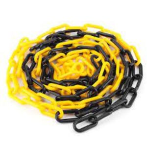 Cadena plastica eslabon 50x30 mm color AMARILLO Y NEGRO x tramos de 50 cm (precio por metro)
