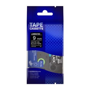CINTA PARA ROTULADORA LAMINADA 9MM BLANCO SOBRE NEGRO