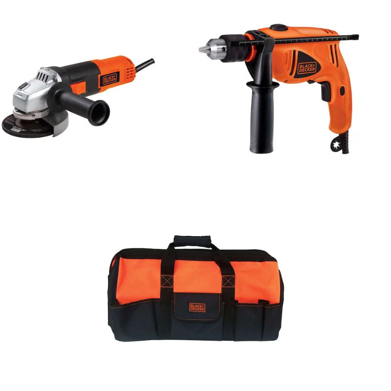 COMBO BLACK & DECKER TALADRO 550W + AMOLADORA 820W + BOLSO
