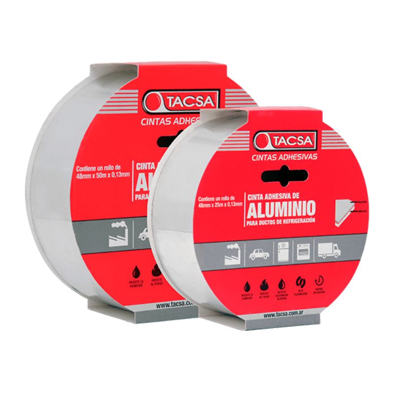 CINTA ADHESIVA DE ALUMINO PARA REFRIGERANCION 48MM X 25 MTS.