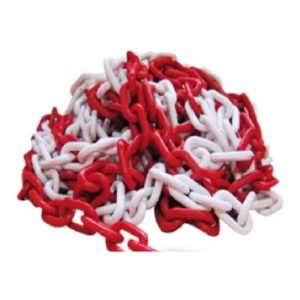Cadena plastica eslabon 50x30 mm colorROJO Y BLANCO x tramos de 50 cm (precio por metro)