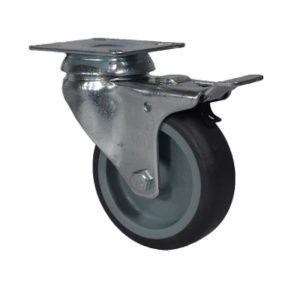 RUEDA PVC GIRATORIA CON BASE Y FRENO 100 MM