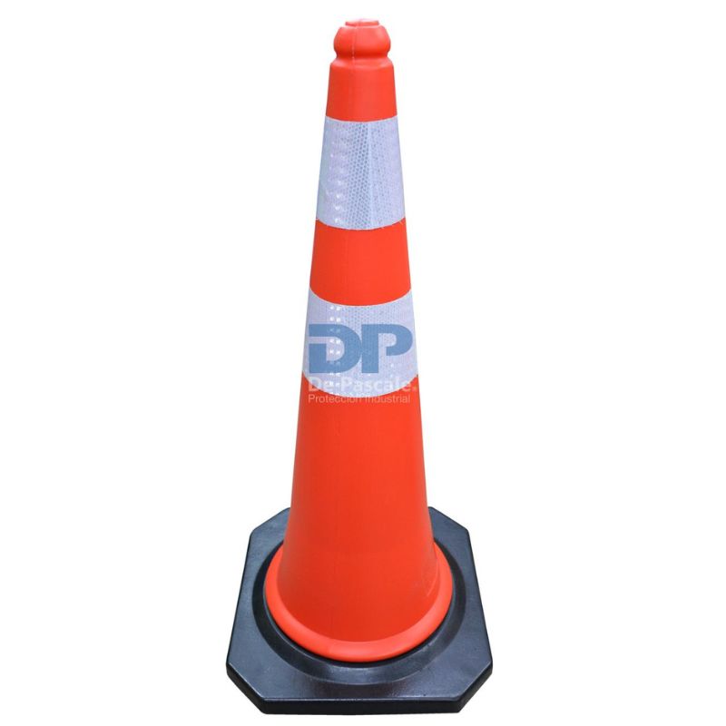 UCU0003PV CONO BASE GOMA 100cm RÍGIDO Y 2 BANDAS REFLECTIVAS